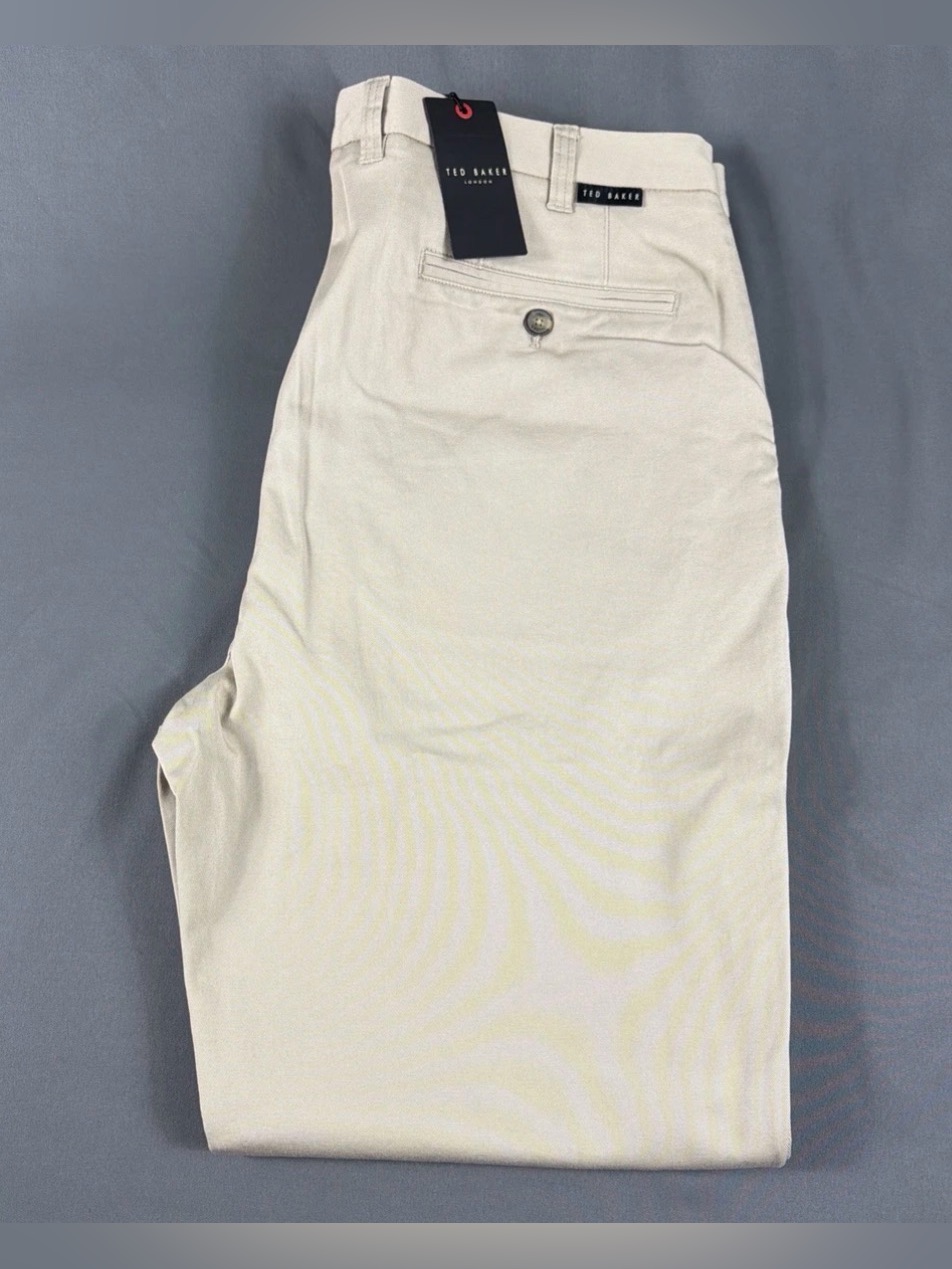 Ted Baker Pants Heavy Twill Chino 38 X 32 Oxford Tan Cotton Spandex Msrp $150